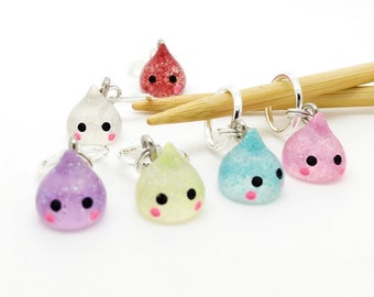 Kawaii Poops - Knitting / Crochet Stitch Markers with Matching Tin