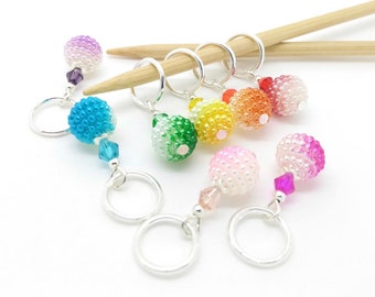 Beaded Markers- Knitting / Crochet Stitch Markers with Matching Tin