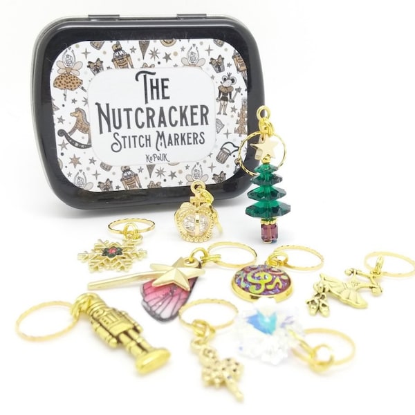 The Nutcracker Knitting / Crochet Stitch Markers with Matching Tin