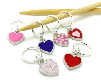 Enamel Love Hearts - Valentines Knitting/Crochet Stitch Markers with Matching Tin