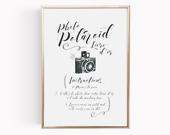 Affiche mariage Polaroïd personnalisable, modèle Kinfolk