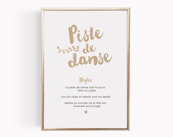 Affiche mariage Piste de dance, modèle kraft