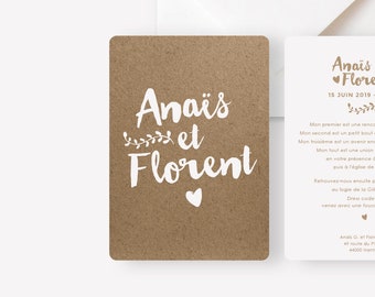 Wedding announcement - Kraft collection - nature, bohemian, chic