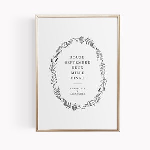 Poster personalizado para a data do seu casamento A4 ou A3