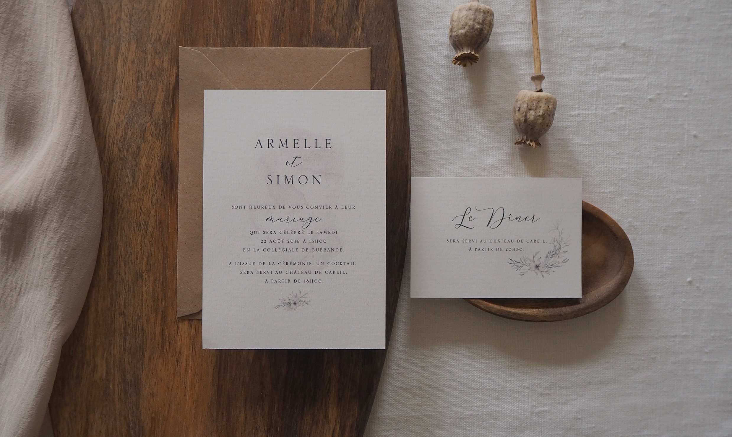 Carton d invitation d ner Collection mariage Organique Carton d invitation d ner Collection mariage Organique