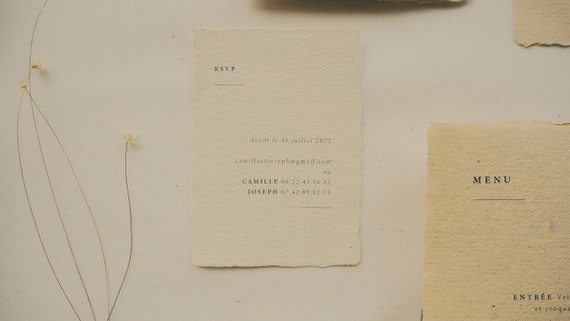 Faire-part Mariage Papier Artisanal Collection Intemporelle 