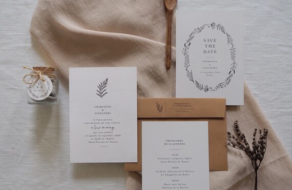 Echantillon faire-part - Collection Herbier mariage