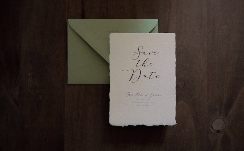 Échantillon Save the date papier artisanal Collection Organique Save the date