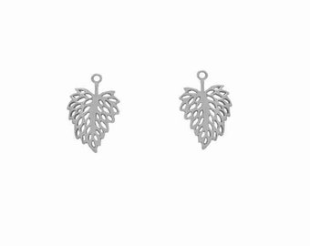 2x Dark Silver Tone Large Grape leaves Charms Pendants Jewellery DIY Finding