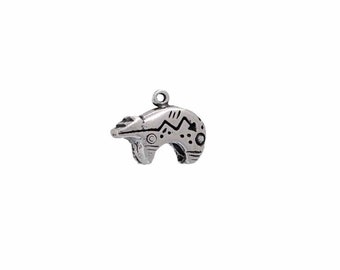 Sterling Silver Heartline Bear Fetish Charm Zuni Outline Solid .925