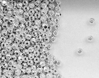 20 beads 3mm Rounded Square Sterling Silver Brushed Nugget Spacer Beads