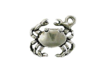 Cancer Sign silver tone metal 25mm 8 Crab Charms Crustacean