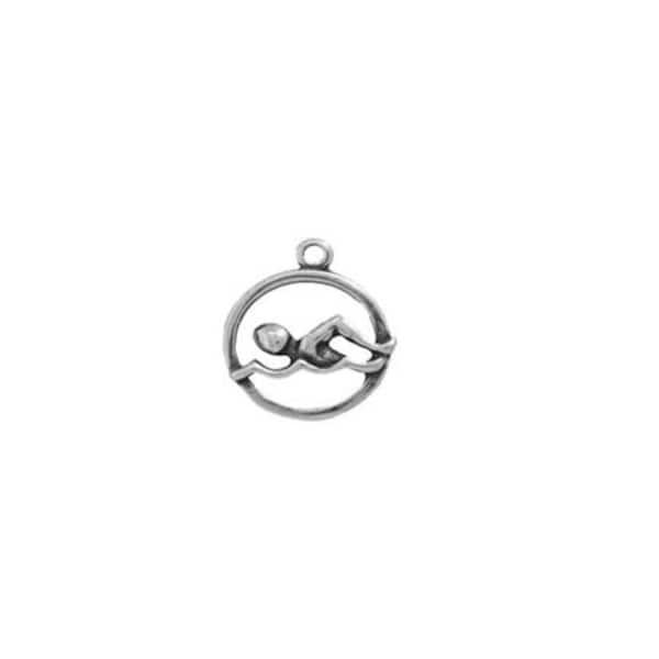 Swimmer Charm Sterling Silver, Swimming Jewelry