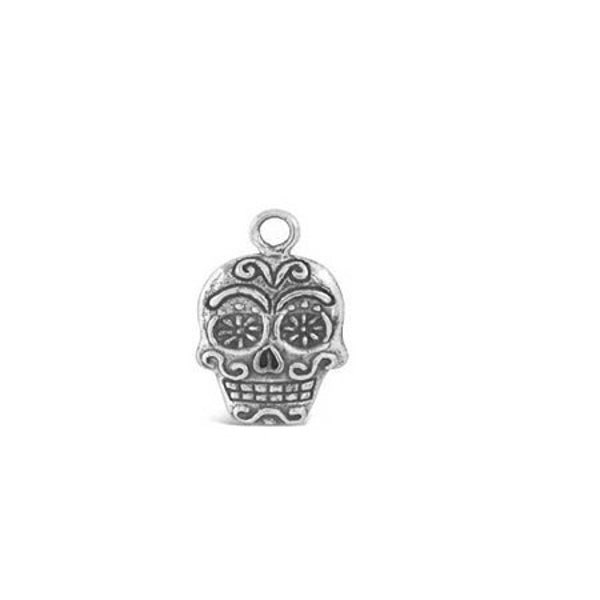 Embrace the Spirit of Dia de Muertos: Sterling Silver Sugar Skull Charm - A Celebration of Life and Legacy