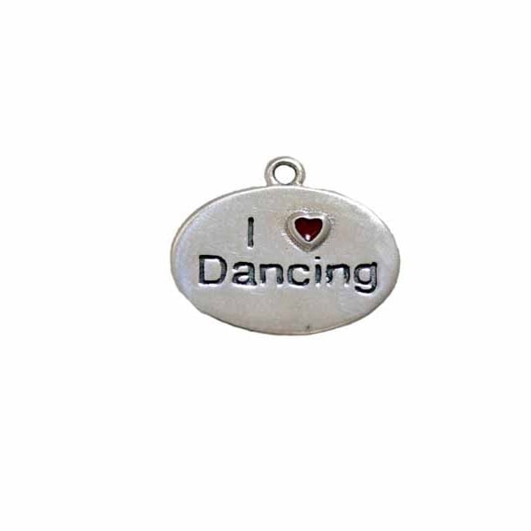 I Love Dancing Charm Sterling Silver, Dance Charm, Dance Jewelry