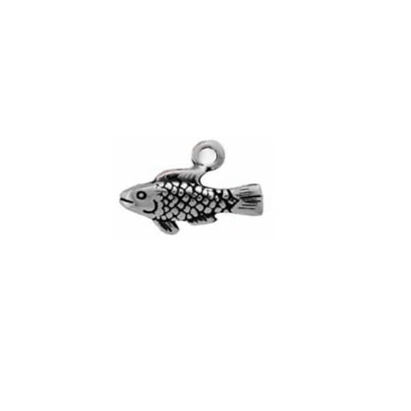 Fish Charm Sterling Silver, Fish Jewelry, Fishing Jewelry