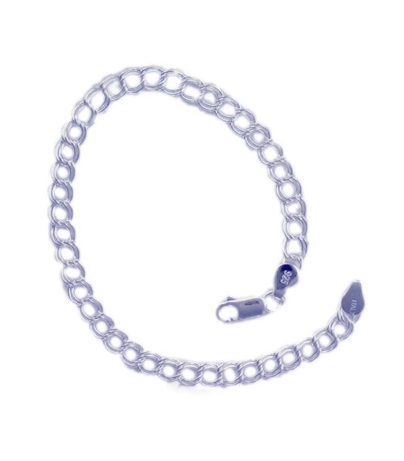 Choice of Thickness /& Length Sterling Silver Double Link Charm Bracelet