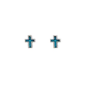 Turquoise Cross Earrings Sterling Silver | Cross Stud Earrings | Religious Jewelry