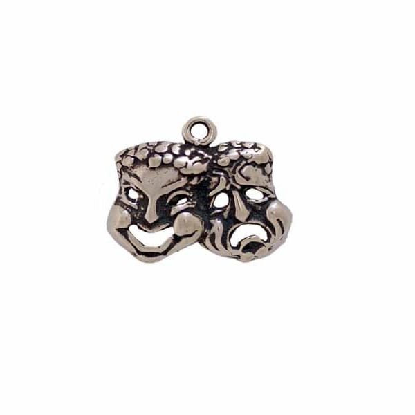 Sterling Silver Comedy & Tragedy Mask Charm - 925 Silver Theater Charm - Drama Charm - Gift for Actor