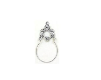 Charm Holder,Sterling Silver Floral Charm Holder | Flower Jewelry | Floral Jewelry