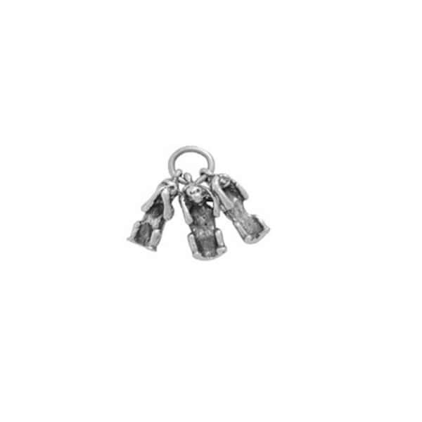 Three Wise Monkeys Charm Sterling Silver, Monkey Jewelry