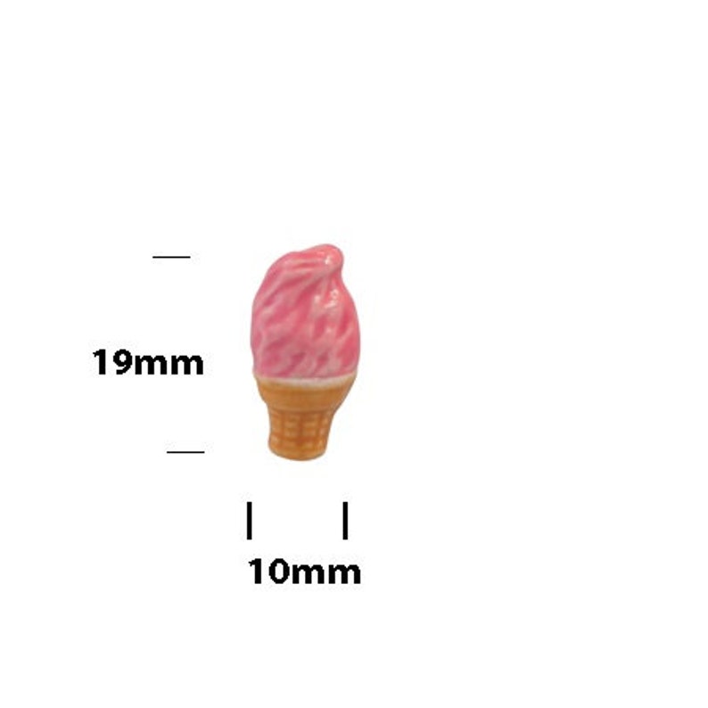 Cuentas de helado de fresa, cuentas pintadas a mano, cuentas de helado de fresa, cuentas pintadas a mano, joyería de cre de hielo de fresa, joyería de postre imagen 8