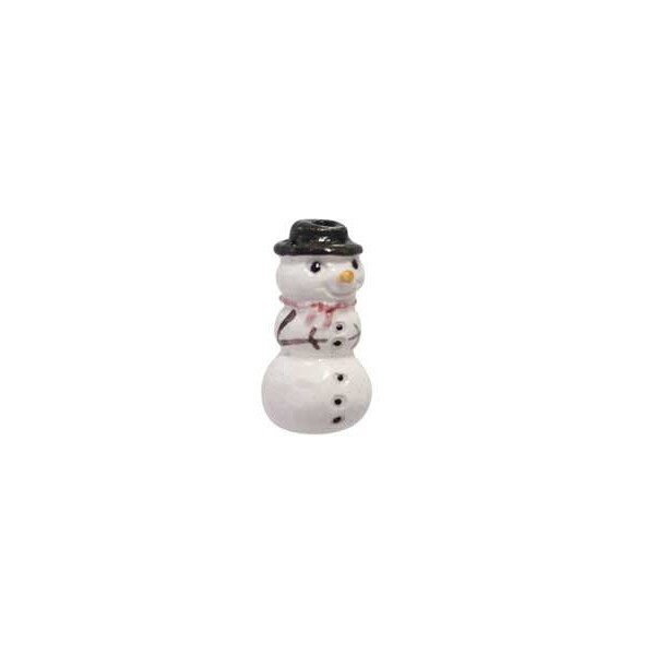 Snowman Beads, Hand Painted Ceramic Beads from Peru, Snowman Jewelry, Winter Jewelry