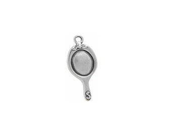 Breloque miroir en argent sterling, breloque miroir à main, bijoux de coiffeur