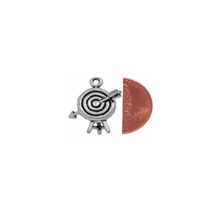 Archery Charm Sterling Silver, Bullseye Target Charm, Archery Jewelry image 4