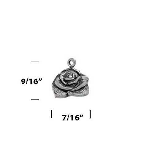 Sterling Silver Rose Charm Flower Jewelry Textured Rose Etsy