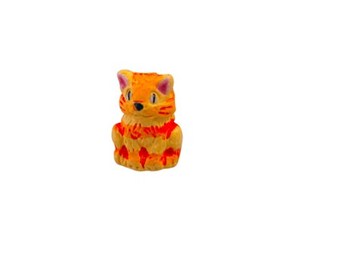 Cat Beads, Orange Sitting Cat, Peruvian Beads Hand Painted