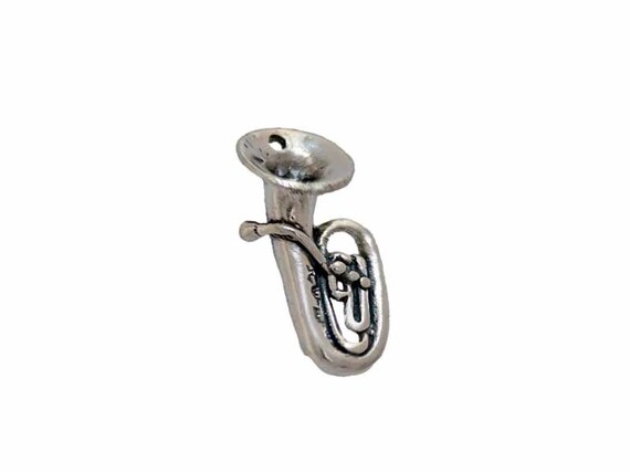 Tuba Charm Sterling Silver for Music or Band Themed Jewelry Designs