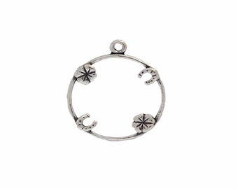 Lucky Penny Holder Charm Sterling Silver | Luck Penny Jewelry | Coin Settings Jewelry