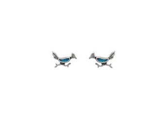 Roadrunner Earrings Sterling Silver Turquoise Inlay | Roadrunner Jewelry