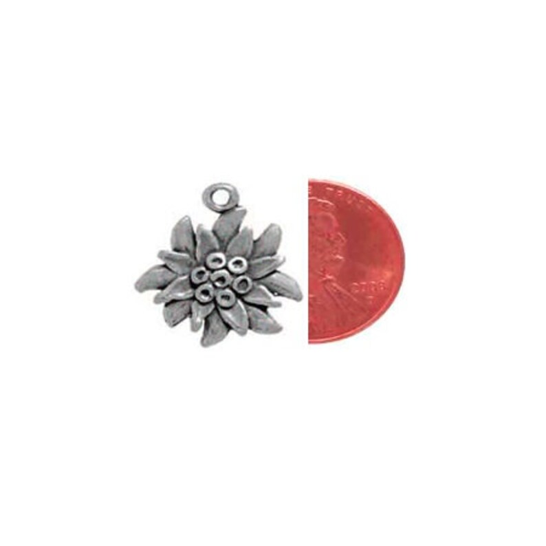 Edelweiss Charm Sterling Silver, Edelweiss Jewelry, Mountain Flower Jewelry image 3