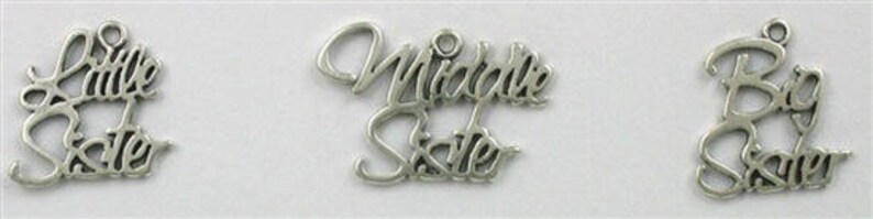 Sterling Silver Set of Big Middle Little Sister Charms