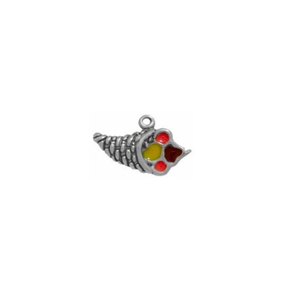 Cornucopia Charm Sterling Silver Enameled | Thanksgiving Jewelry | Harvest Jewelry