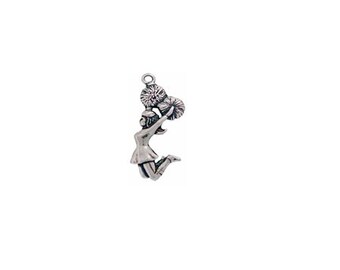 Cheerleader Charm, Sterling Silver, Sports Charm, Cheerleader Jewelry