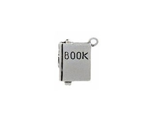 Book Charm Sterling Silver, Book Jewelry, Reading Jewelry, Journal Jewelry