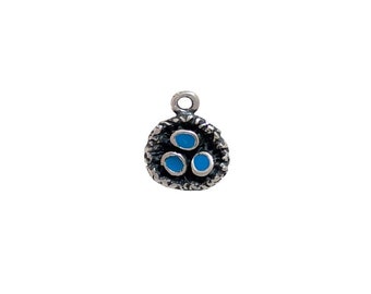 Bird Nest Charm Sterling Silver Enameled | Bird Nest Jewelry | Bird Eggs Jewelry