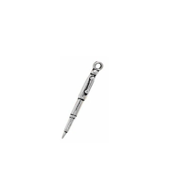 breloque stylo, breloque stylo plume en argent sterling | Bijoux d'écrivain | Bijoux d'auteur