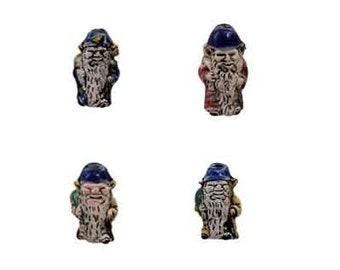 Hand Painted Ceramic Gnome Beads from Peru - Lot of 4 or 10- Choice of Color