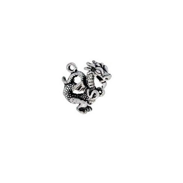 Dragon Charm Sterling Silver, Fire Breathing Dragon Charm, Dragon Jewelry