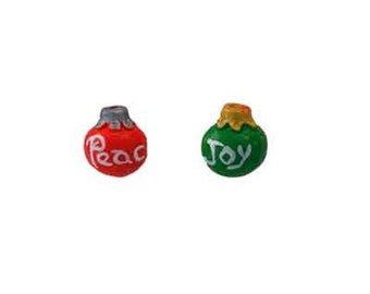 Christmas Ornaments Ceramic Beads Hand Painted from Peru, Joy & Peace Christmas Jewelry