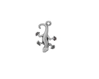 Gecko Charm Sterling Silver, Lizard Charm, Lizard Jewelry