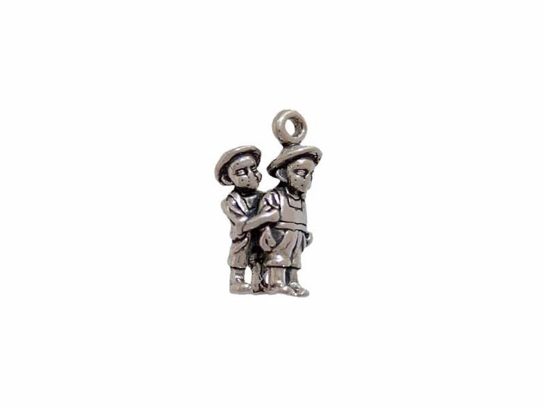 Twin Boys Silver Charm for Family Themed Jewelry