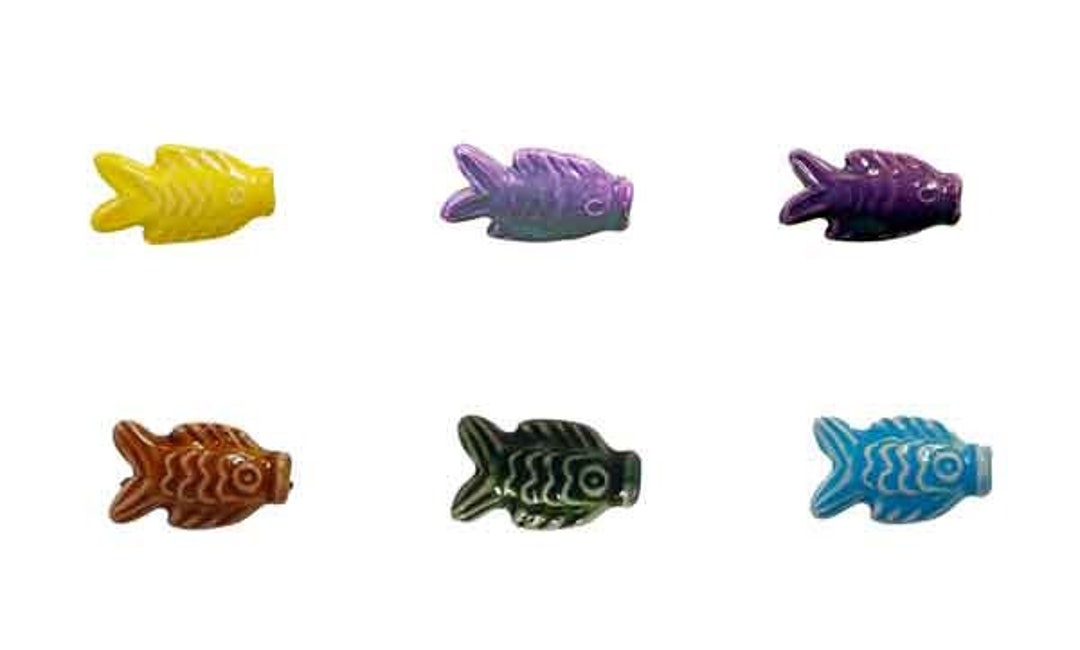 Fish Beads Assorted Colors Peruvian Ceramic Beads Fish Etsy