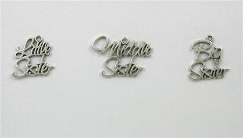 Sterling Silver Set of Big Middle Little Sister Charms