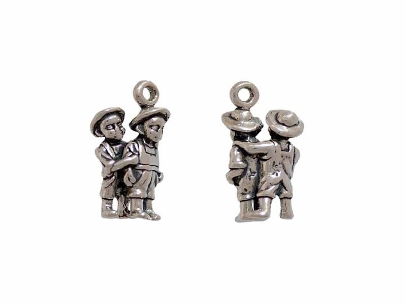 Twin Boys Silver Charm for Family Themed Jewelry
