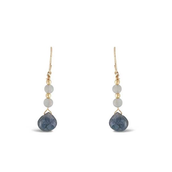 Radiant Labradorite and Moonstone Gemstone Earrings with 14K Gold Filled Accents - Handcrafted Sparkle for Any Occasion